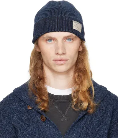 Rrl Indigo Cotton Watch Beanie In Midnight Blue