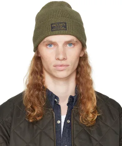 Rrl Khaki Cotton Watch Beanie In Olive Drab