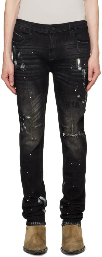 Rta Black Clayton Skinny Jeans In Distr Charcoal Paint