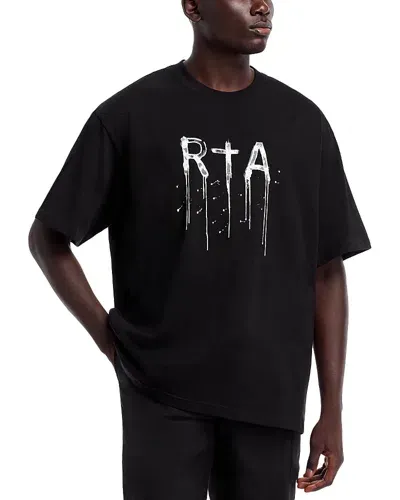 Rta Crewneck Logo Graphic Tee In Black Watercolor