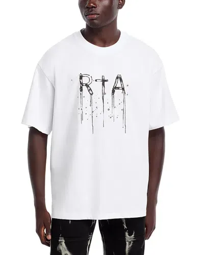 Rta Crewneck Logo Graphic Tee In White Watercolor