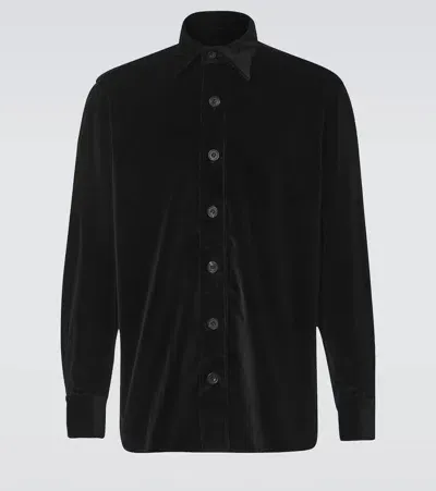 Rubinacci Cotton Velvet Overshirt In Black