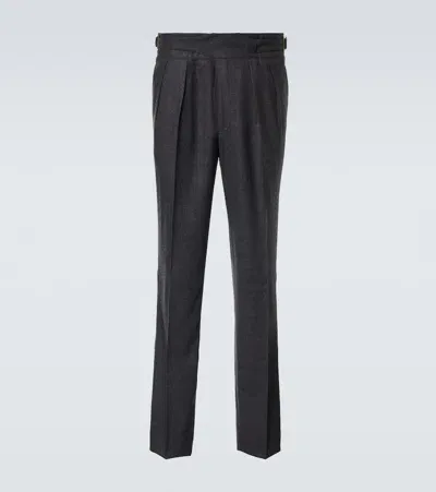 Rubinacci Manny Virgin Wool Straight Pants In Grey