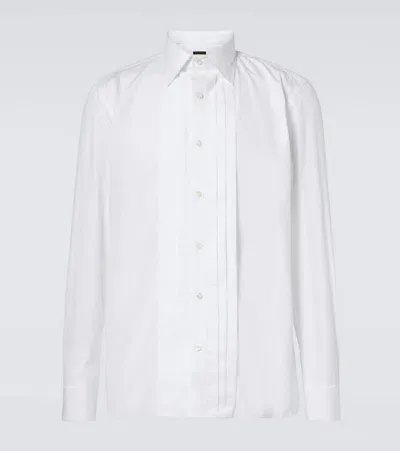 Rubinacci Pleated Cotton Tuxedo Shirt In White