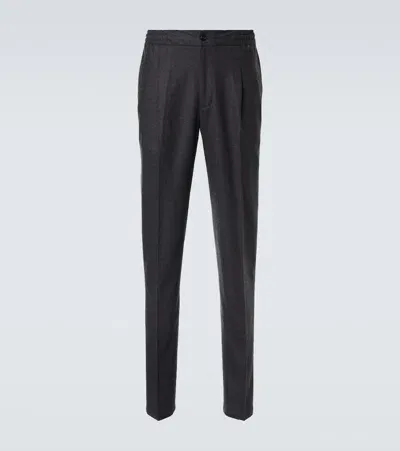 Rubinacci Virgin Wool Slim Pants In Grey