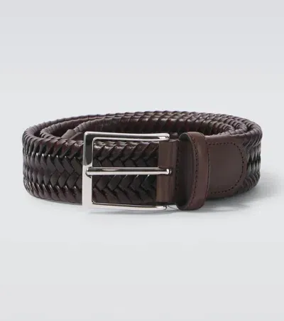 Rubinacci Woven Leather Belt In Braun