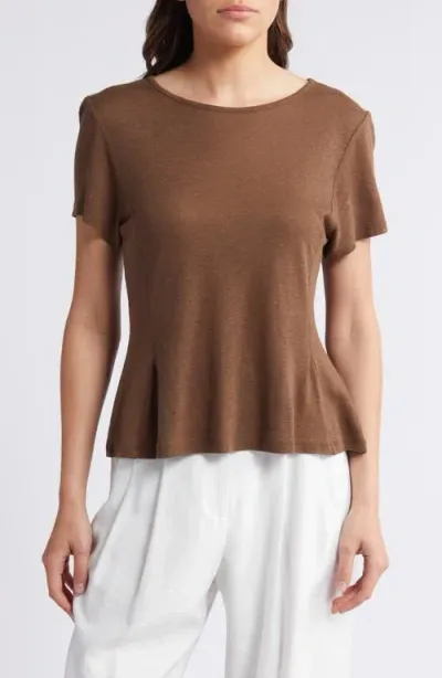 Rue Sophie Anya Linen & Cotton T-shirt In Espresso