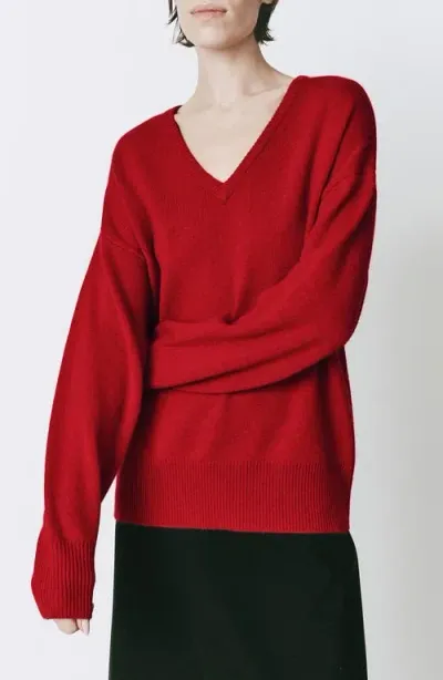 Rue Sophie Coquelicot Oversize Wool & Cashmere Sweater In Rouge