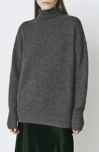 Rue Sophie Garches Turtleneck Wool & Cashmere Tunic Sweater In Cinder