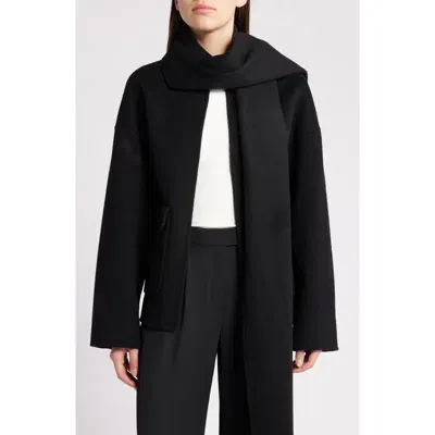 Rue Sophie Jardin Wool Blend Jacket With Scarf In Black