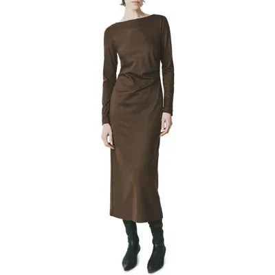 Rue Sophie Lenoir Long Sleeve Wool Blend Maxi Dress In Russet