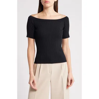 Rue Sophie Maur Off The Shoulder Rib Top In Black