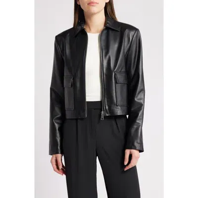 Rue Sophie Pri Crop Leather Jacket In Black