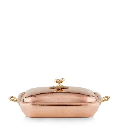 Ruffoni Historia Hammered Copper Oval Casserole In Pink