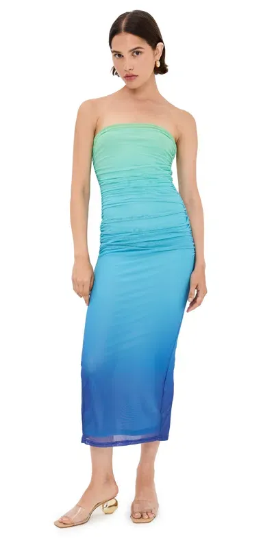 Runaway The Label Kendall Midi Dress Aqua Ombre In Teal