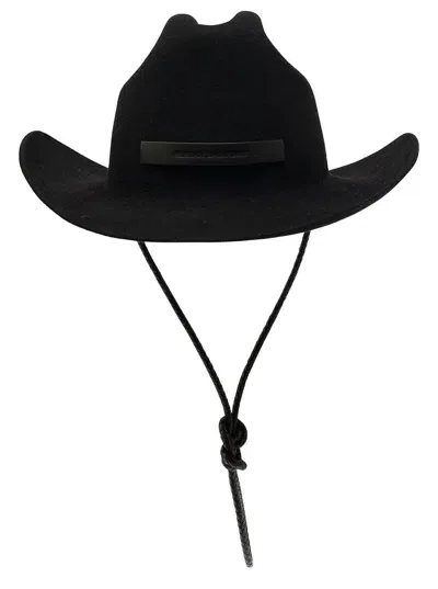 Ruslan Baginskiy Black Cowboy Hat With Logo Patch In Felt Woman