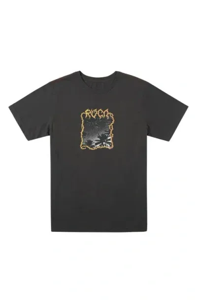 Rvca Barbed Graphic T-shirt In Pirate Black