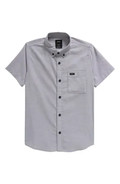 Rvca Kids' That'll Do Cotton Blend Button-down Shirt In Pavement