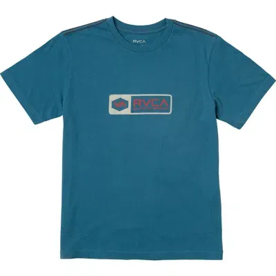 Rvca Kids' Total Logo Cotton Graphic T-shirt In Cool Blue