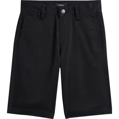 Rvca Kids' Weekday Stretch Cotton-blend Shorts In Black