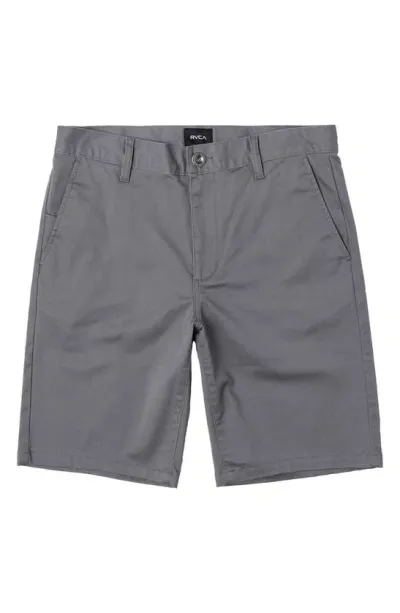 Rvca Kids' Weekday Stretch Cotton-blend Shorts In Smoke