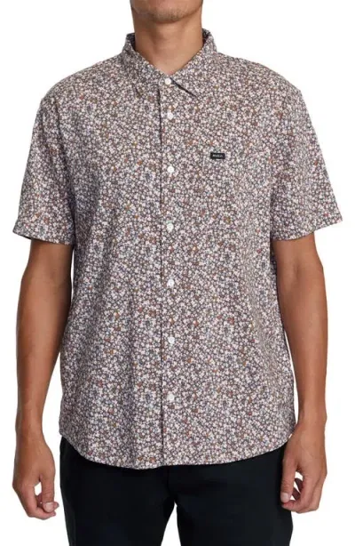 Rvca Micro Gardens Floral Short Sleeve Button-up Shirt In Pale Mauve