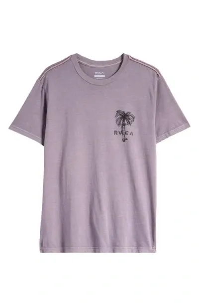 Rvca Pommier Palms Cotton Graphic T-shirt In Gray Ridge