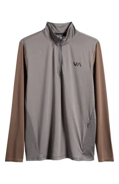 Rvca Recycled Polyester Blend Quarter Zip Pullover In Graphite