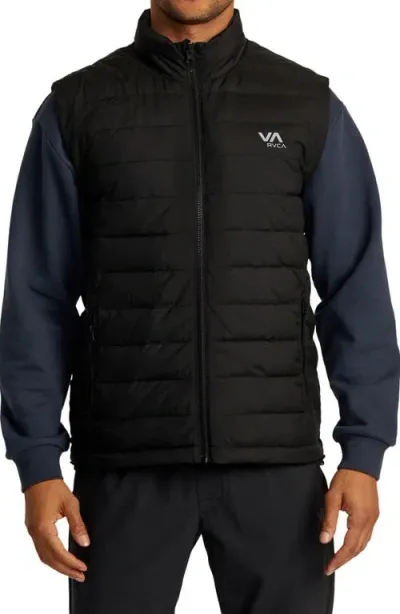 Rvca Reversible Quilted Puffer Vest In Black