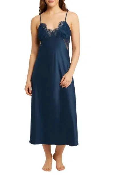 Rya Collection Serena Lace Trim Charmeuse Nightgown In Celestial