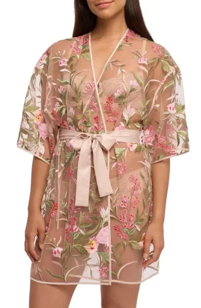 Rya Collection Valencia Embroidered Mesh Robe In Azalea Mix