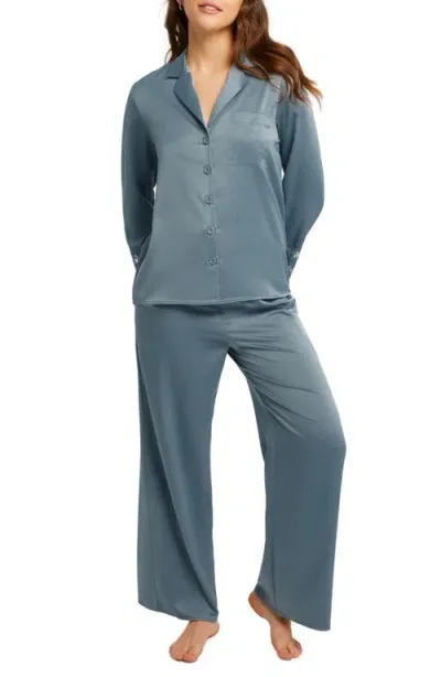 Rya Collection Zinnia Charmeuse Pajamas In Chateau Blue