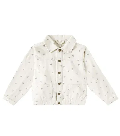 Rylee + Cru Kids' Chore Floral Denim Jacket In White