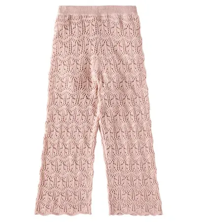 Rylee + Cru Kids' Crochet Cotton Straight Pants In Pink