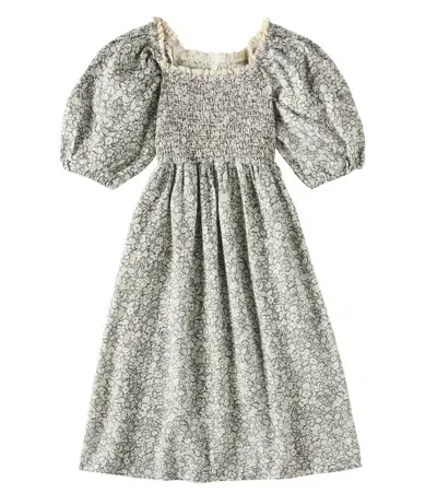 Rylee + Cru Kids' Della Balloon-sleeve Linen-blend Dress In Ivory