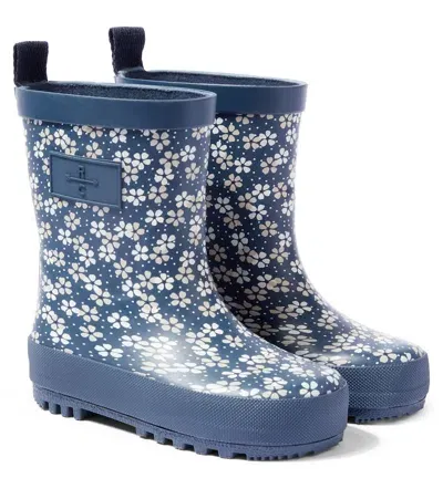 Rylee + Cru Kids' Floral Rain Boots In Blue