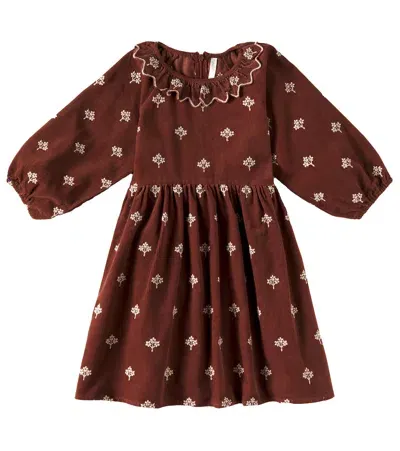 Rylee + Cru Kids' Freya Printed Cotton Dress In Brick