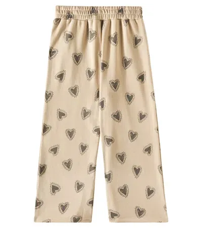 Rylee + Cru Kids' Hearts Cotton-blend Wide-leg Pants In Sand