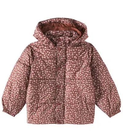 Rylee + Cru Kids' Rosette Puffer Coat In Brick