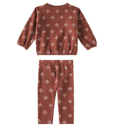 Rylee + Cru Spongey Cotton-blend Sweatshirt And Sweatpants Set In Brick