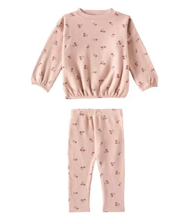 Rylee + Cru Spongey Printed Sweater And Leggings Set In Rose