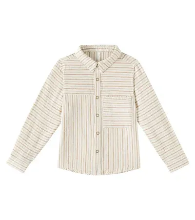 Rylee + Cru Kids' Walker Pinstripe Linen-blend Shirt In Beige