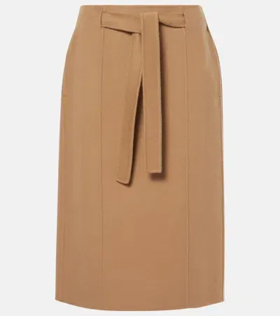 's Max Mara Alec Belted Wool Midi Skirt In Brown