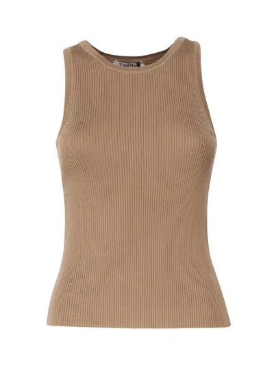 's Max Mara Amburgo Top In Cotton In Camel