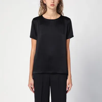 's Max Mara Black T-shirt In Viscose-blend Satin In White