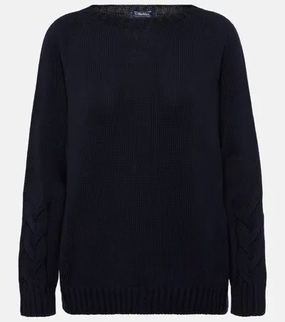 's Max Mara Cable-knit Cotton Sweater In Blue