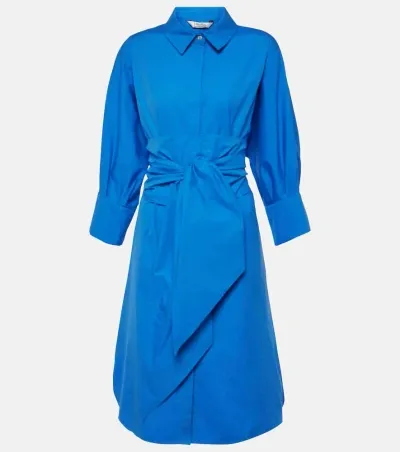 's Max Mara Tabata Poplin Belted Midi Shirt Dress In Blue