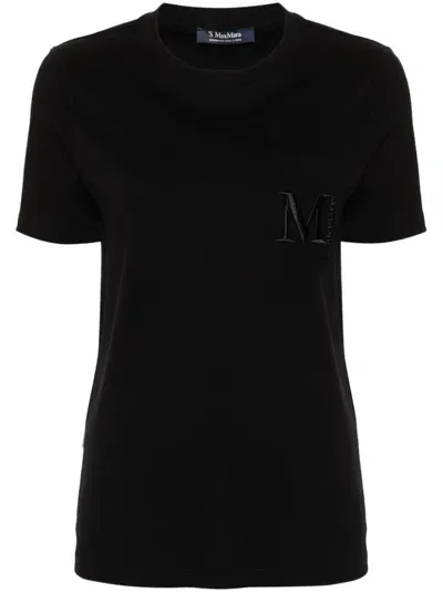 's Max Mara Embroidered-logo Cotton T-shirt In Black