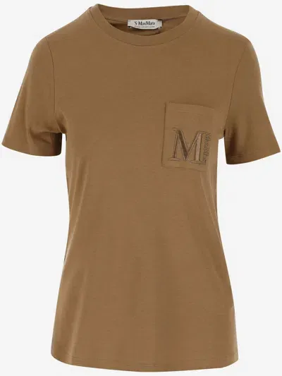 's Max Mara Cotton T-shirt With Logo In Brown