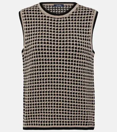 's Max Mara Fleres Patterned Cotton Sweater Vest In Beige